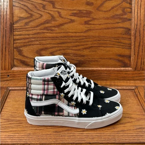 Vans Sk8 Hi Floral Plaid Patchwork Shoes - Picture 2 of 10
